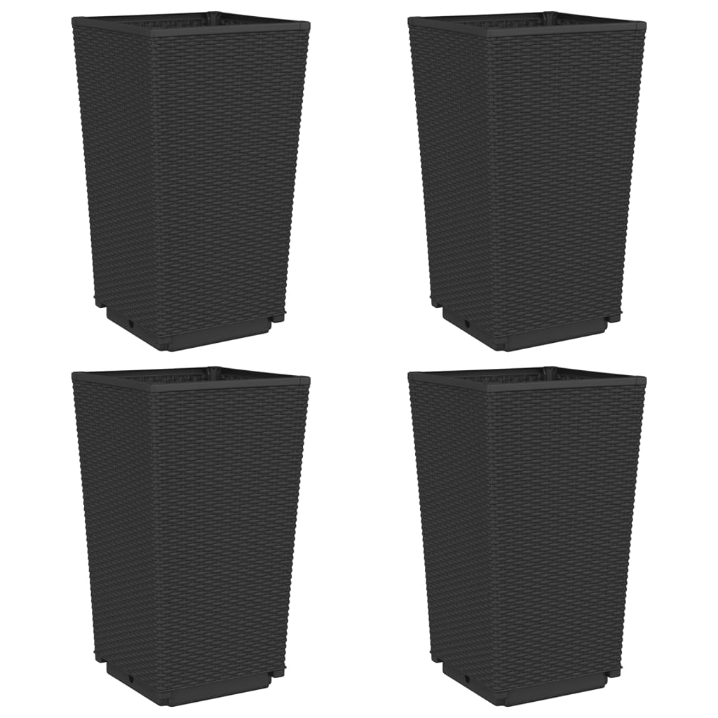 Fioriere da Giardino 4 pz Nere 32,5x32,5x57 cm in PP