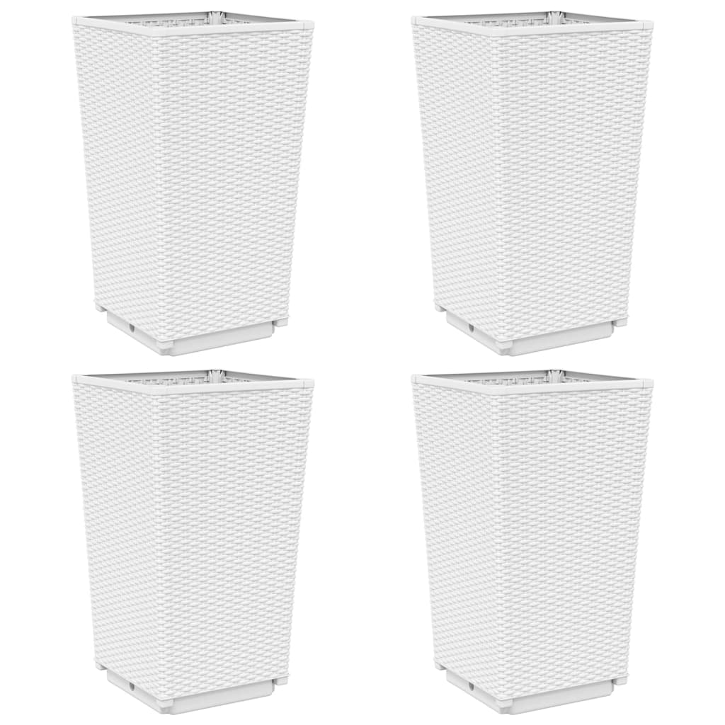 Fioriere da Giardino 4 pz Bianche 32,5x32,5x57 cm in PP