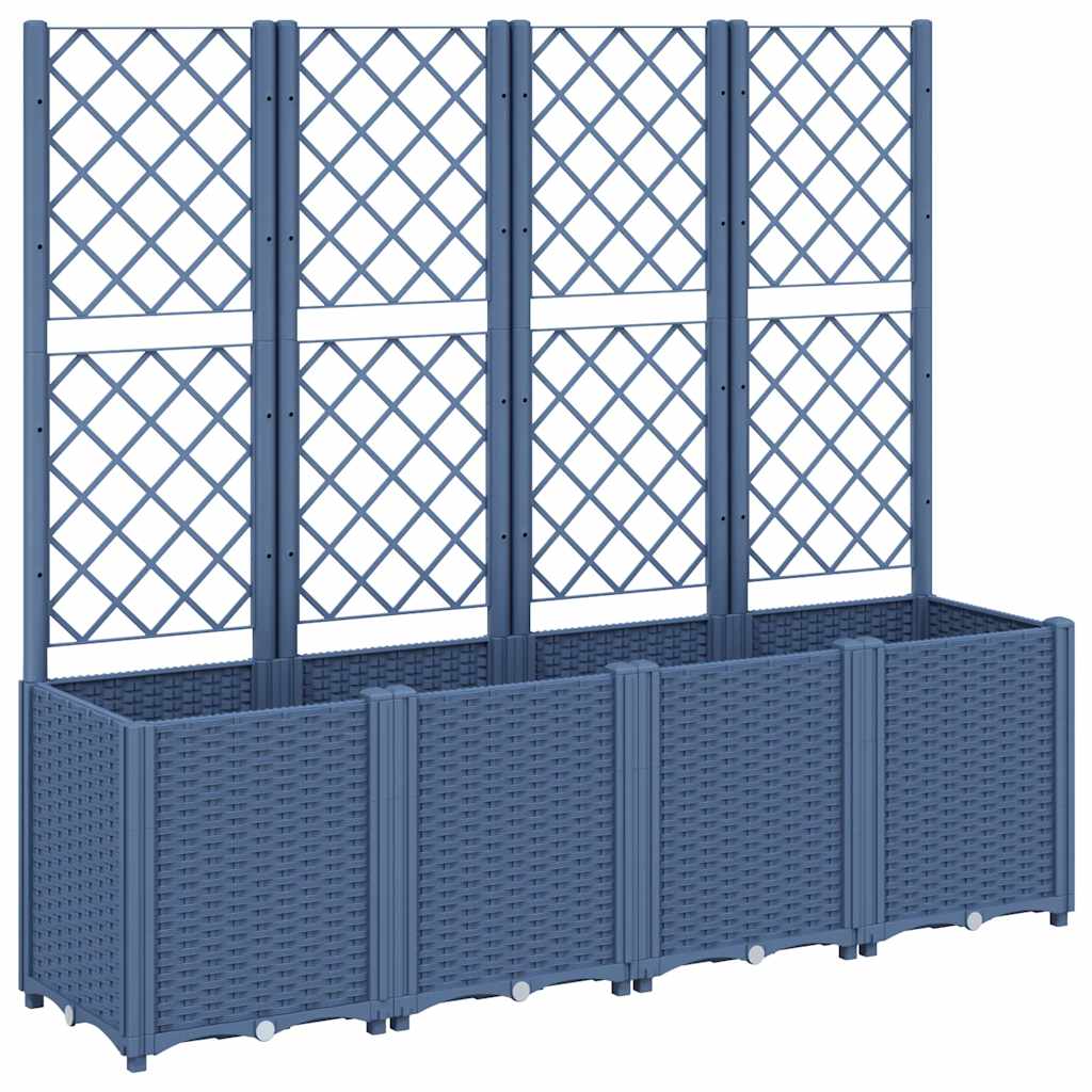 Fioriera Giardino con Traliccio Grigio Blu 160x40x140 cm PP