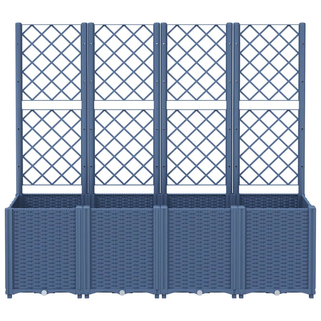 Fioriera Giardino con Traliccio Grigio Blu 160x40x140 cm PP