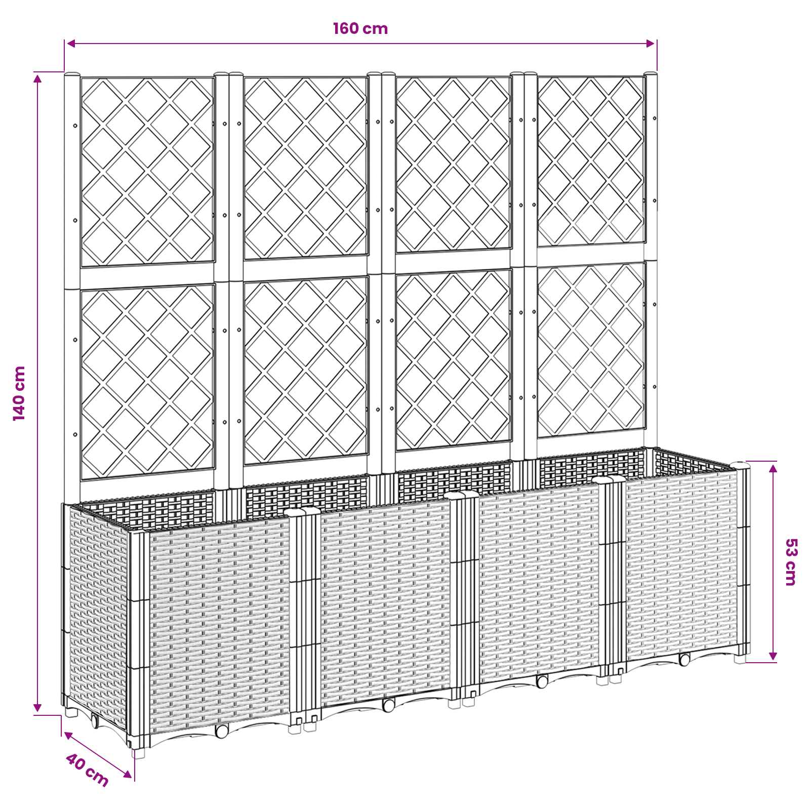 Fioriera Giardino con Traliccio Grigio Blu 160x40x140 cm PP
