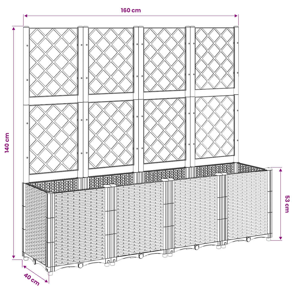 Fioriera Giardino con Traliccio Grigio Blu 160x40x140 cm PP