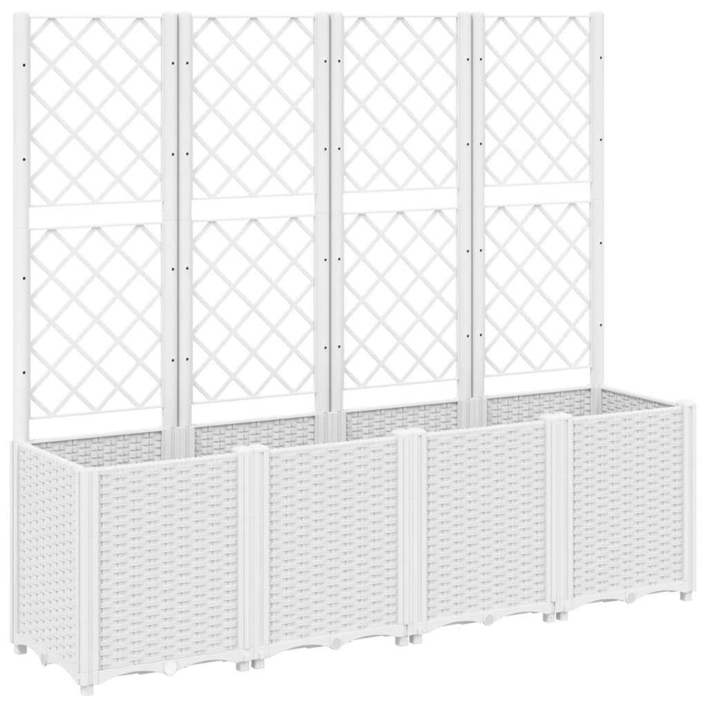 Fioriera da Giardino con Traliccio Bianco 160x40x140 cm in PP