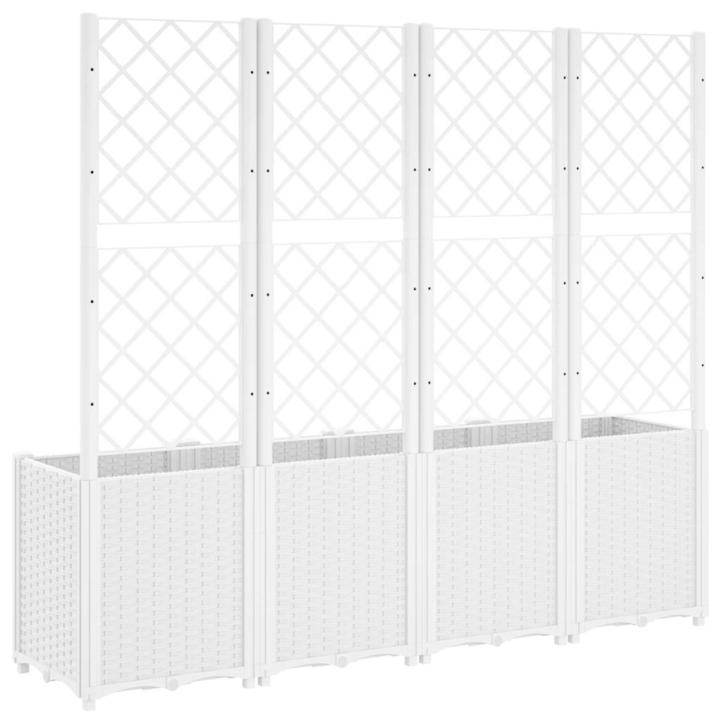 Fioriera da Giardino con Traliccio Bianco 160x40x140 cm in PP
