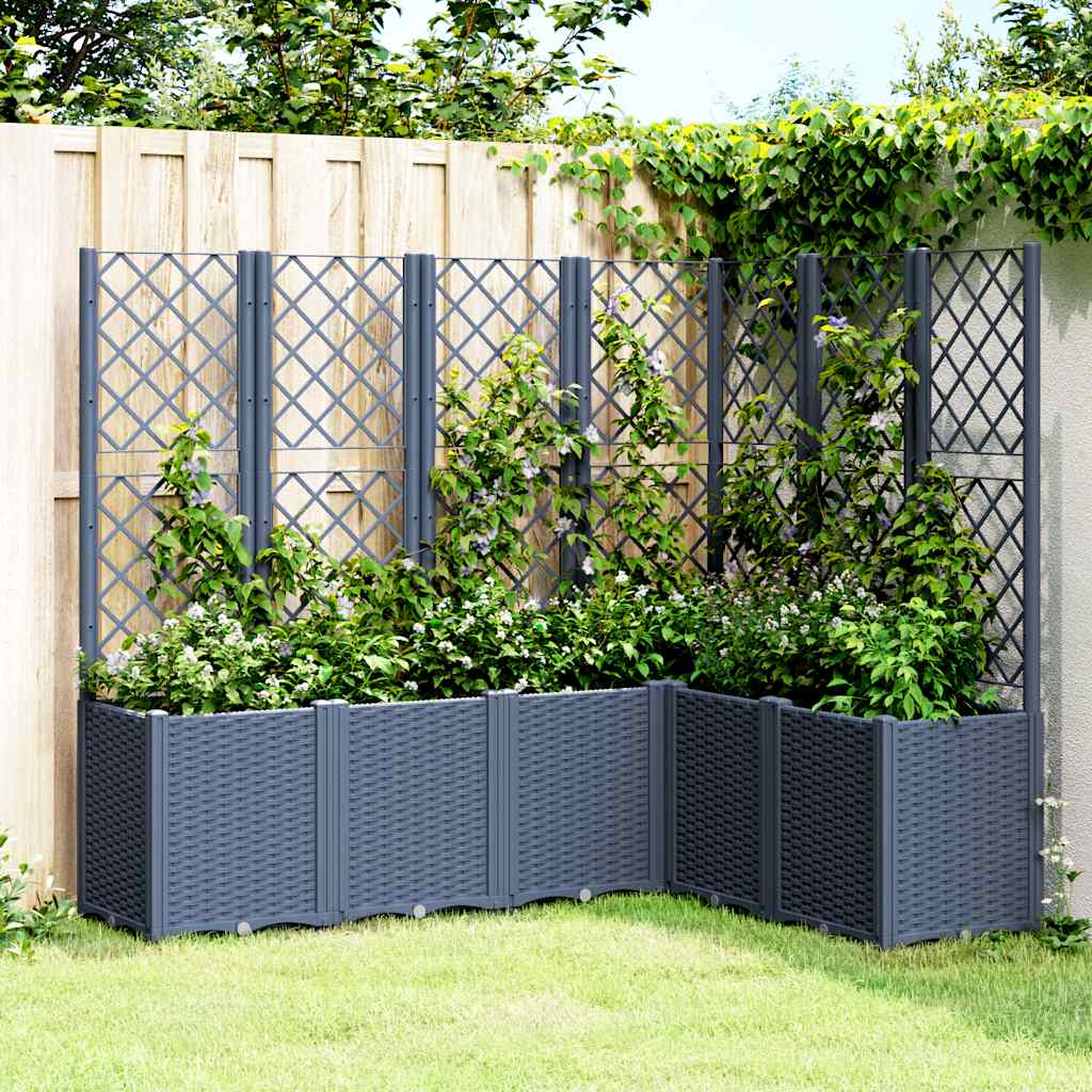 Fioriera Giardino con Graticcio Grigio Blu 160x120x140 cm PP