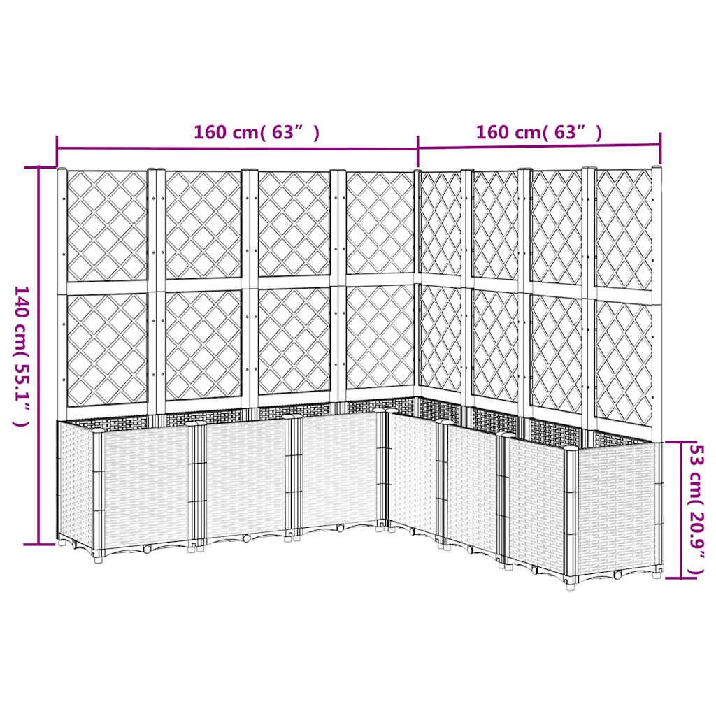 Fioriera Giardino con Traliccio Grigio Blu 160x160x140 cm PP