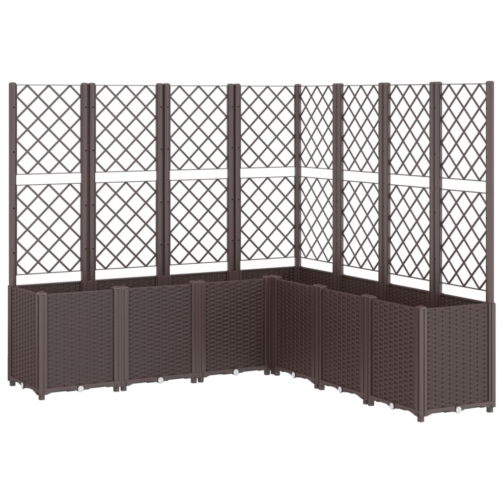 Fioriera da Giardino con Traliccio Marrone 160x160x140 cm in PP