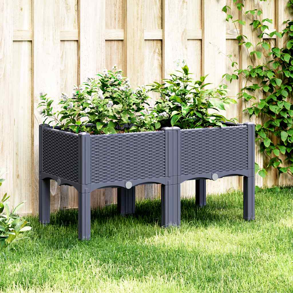 Fioriera da Giardino con Gambe Grigio Blu 80x40x42 cm in PP