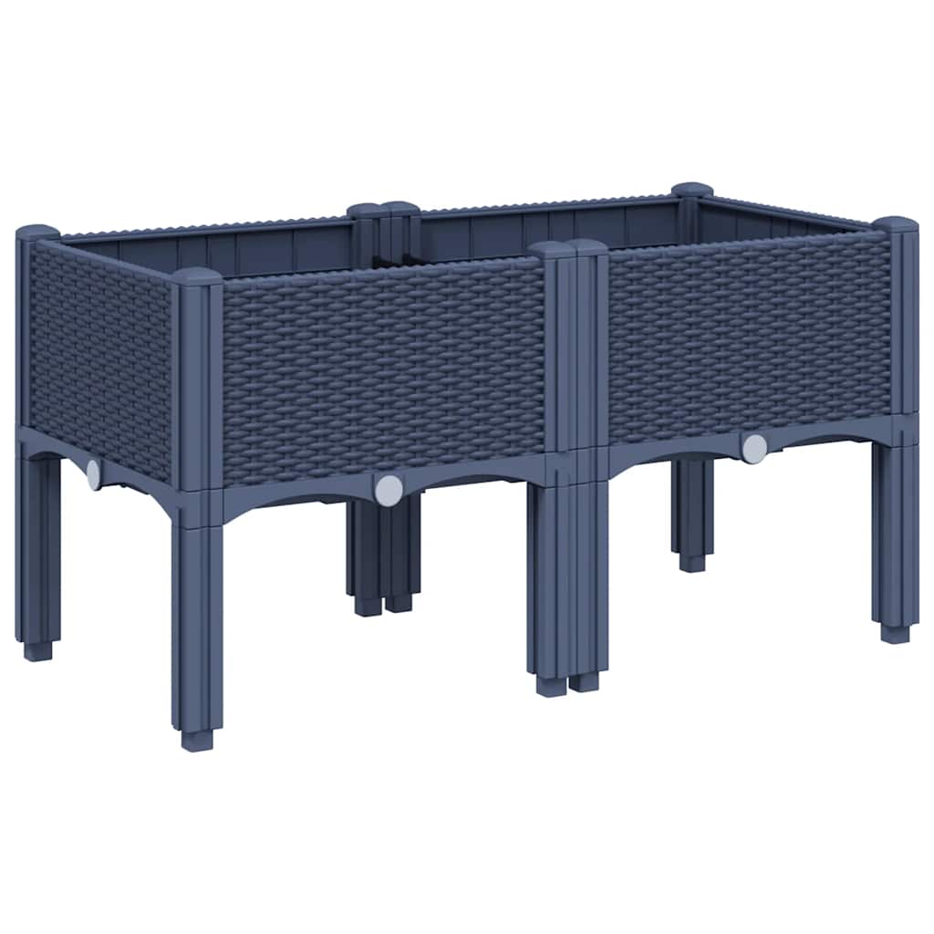 Fioriera da Giardino con Gambe Grigio Blu 80x40x42 cm in PP