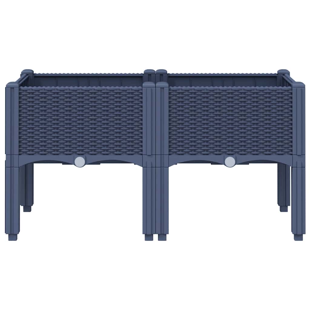 Fioriera da Giardino con Gambe Grigio Blu 80x40x42 cm in PP