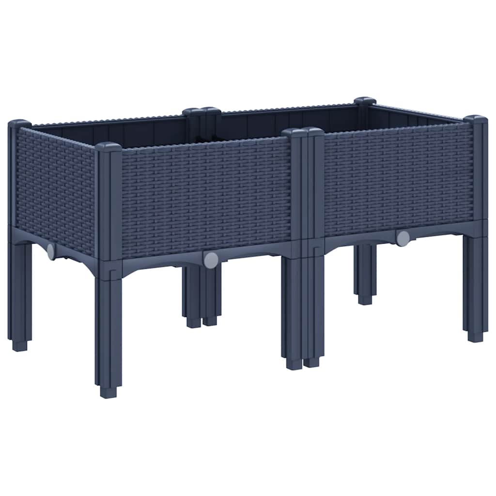 Fioriera da Giardino con Gambe Grigio Blu 80x40x42 cm in PP