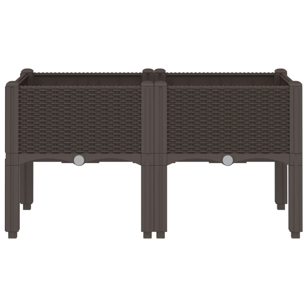 Fioriera da Giardino con Gambe Marrone 80x40x42 cm in PP