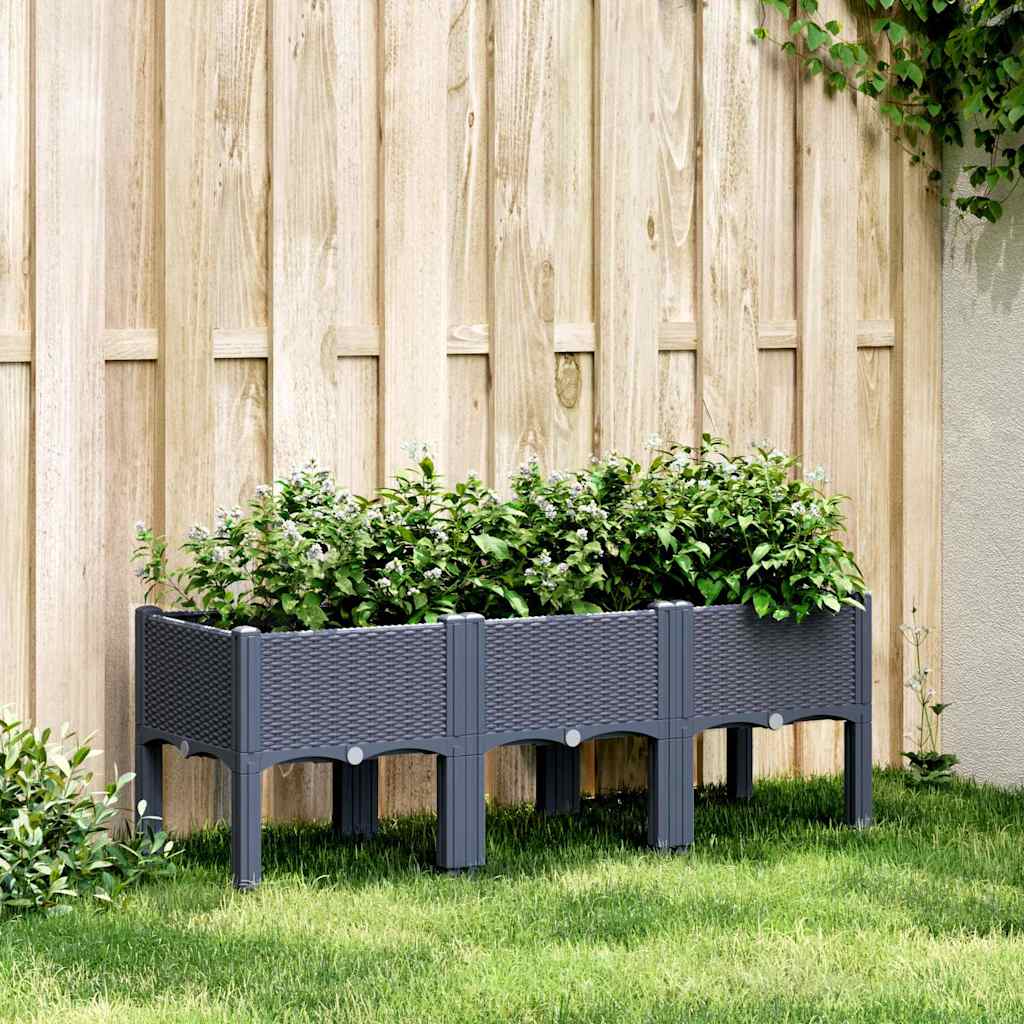 Fioriera da Giardino con Gambe Grigio Blu 120x40x42 cm in PP