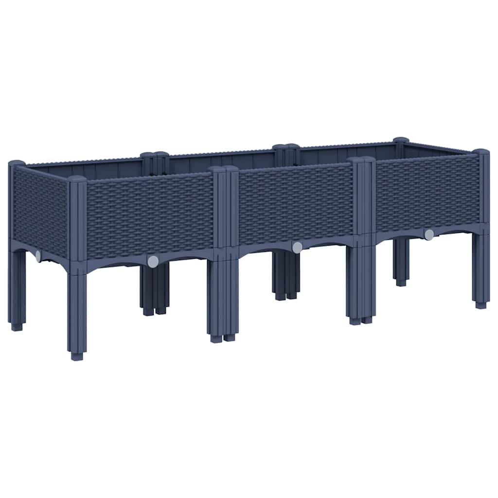 Fioriera da Giardino con Gambe Grigio Blu 120x40x42 cm in PP