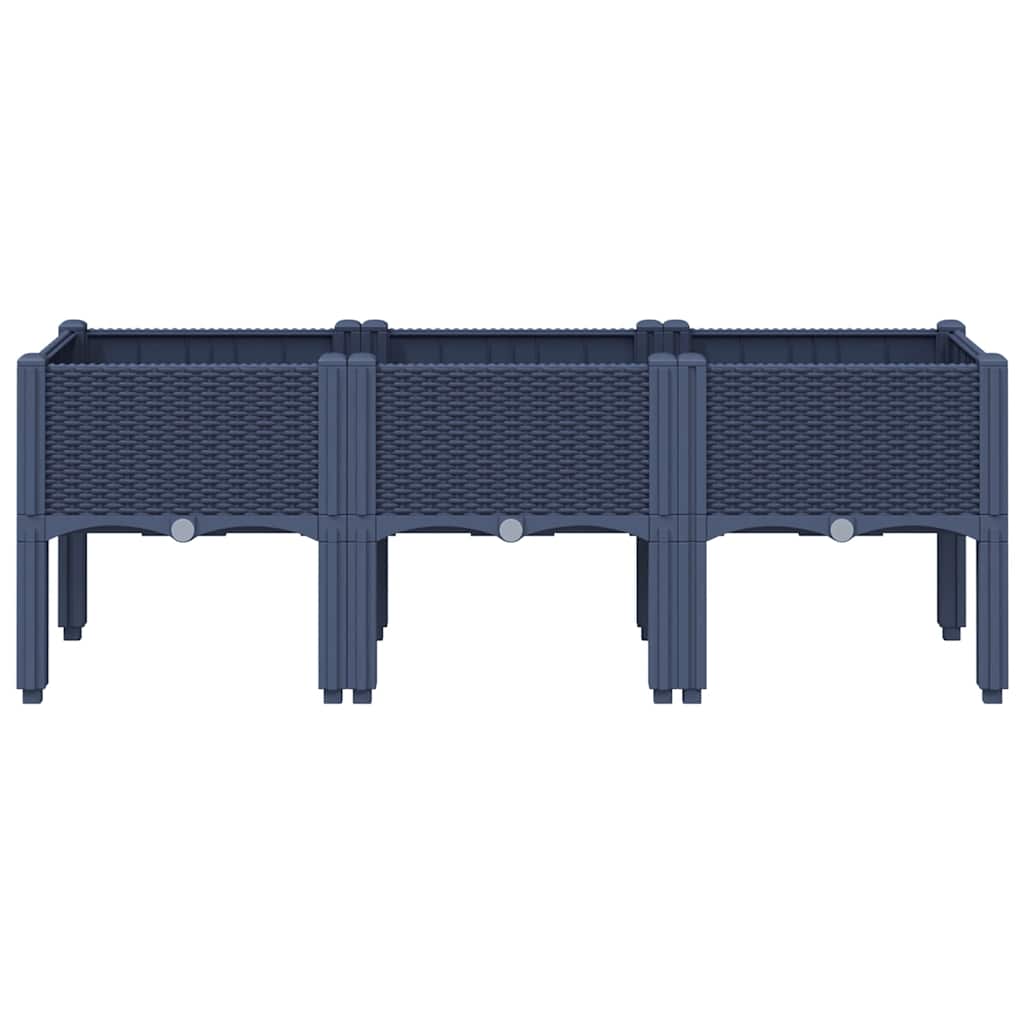 Fioriera da Giardino con Gambe Grigio Blu 120x40x42 cm in PP