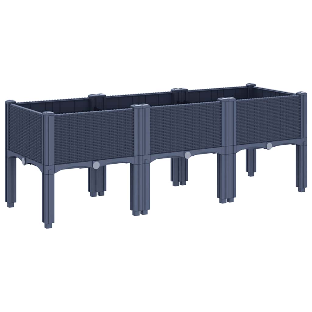 Fioriera da Giardino con Gambe Grigio Blu 120x40x42 cm in PP