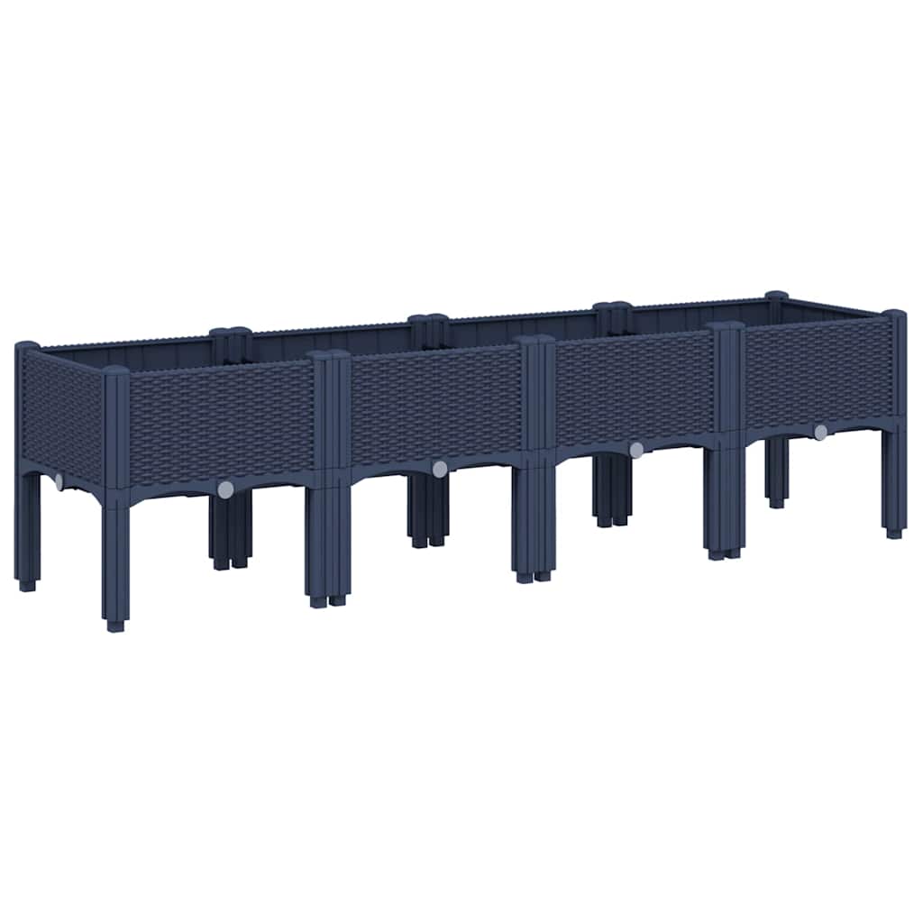 Fioriera da Giardino con Gambe Grigio Blu 160x40x42 cm in PP