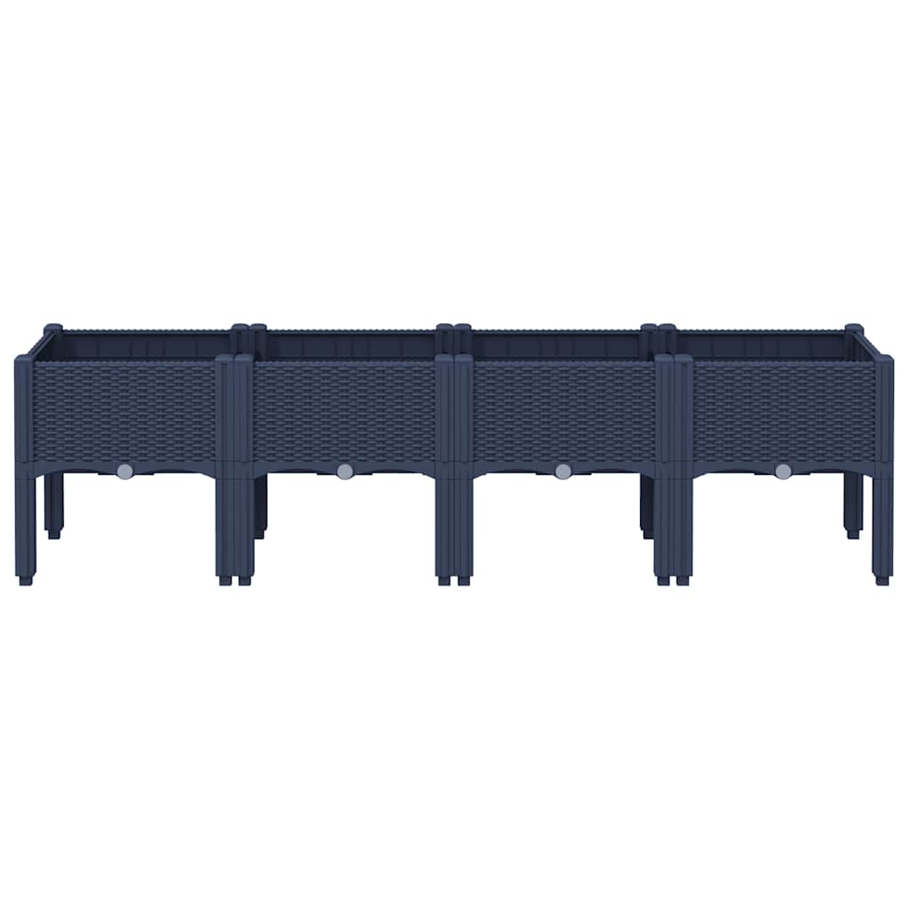 Fioriera da Giardino con Gambe Grigio Blu 160x40x42 cm in PP