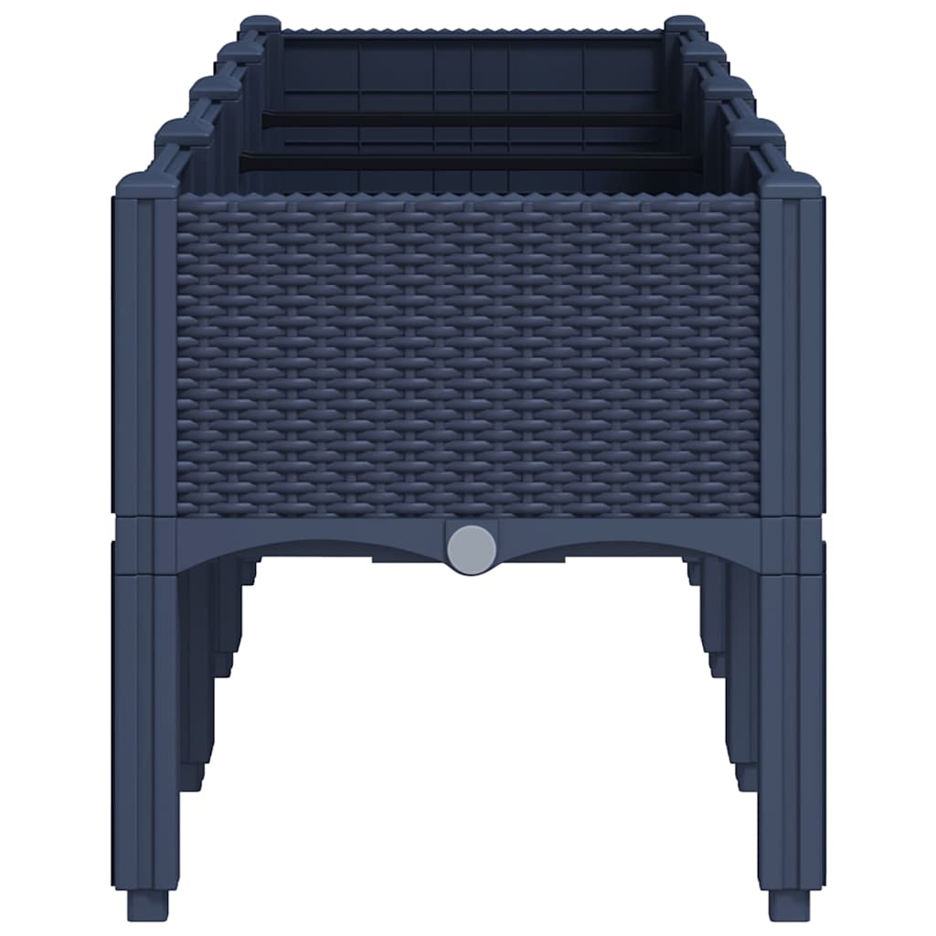 Fioriera da Giardino con Gambe Grigio Blu 160x40x42 cm in PP