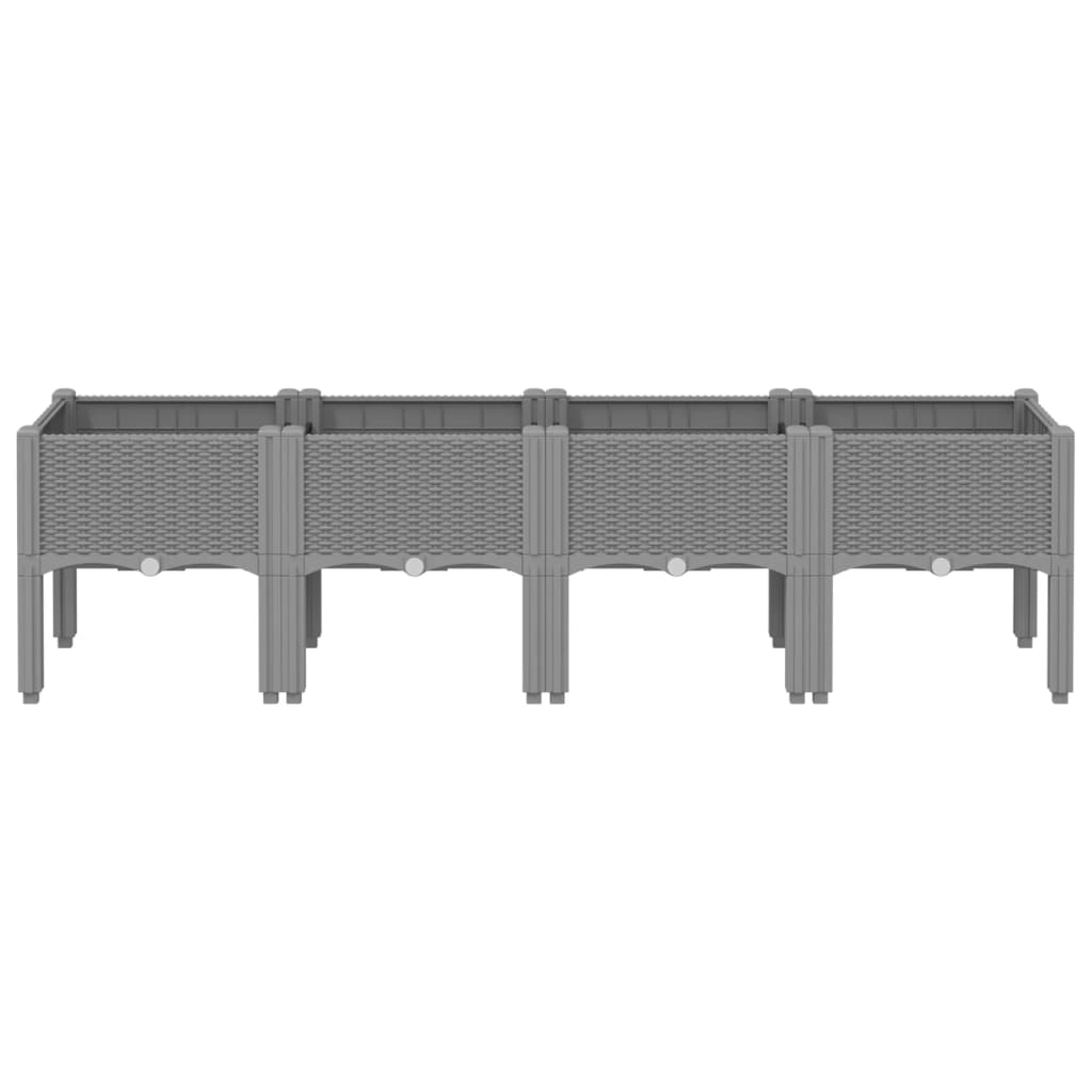 Fioriera da Giardino con Gambe Grigio Chiaro 160x40x42 cm in PP