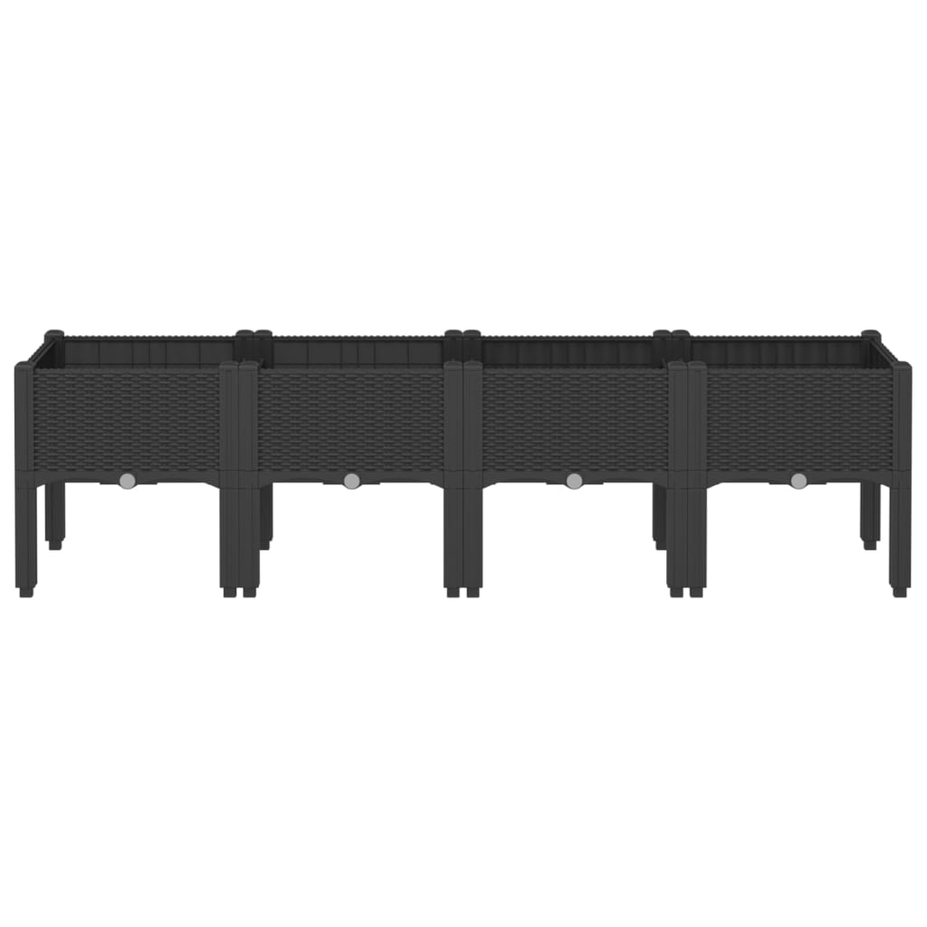 Fioriera da Giardino con Gambe Nera 160x40x42 cm in PP