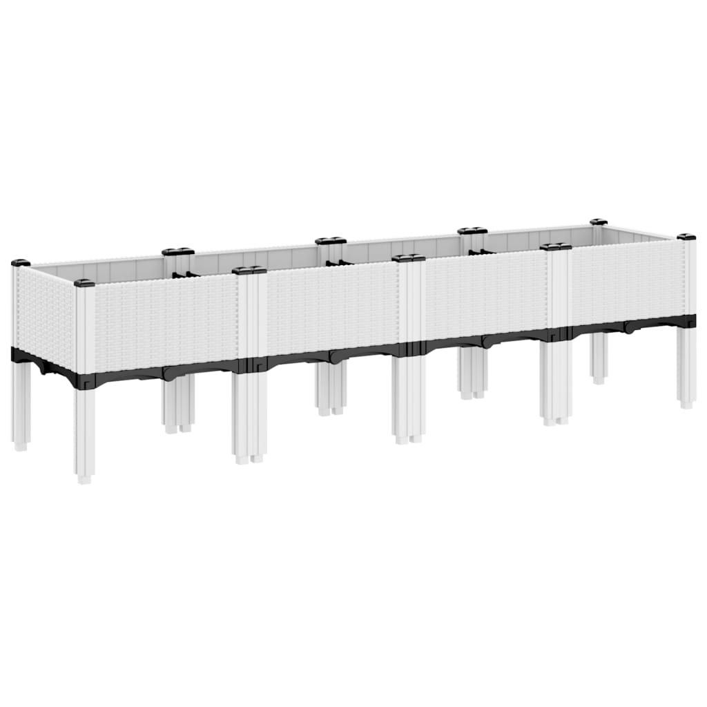 Fioriera da Giardino con Gambe Bianco 160x40x42 cm in PP