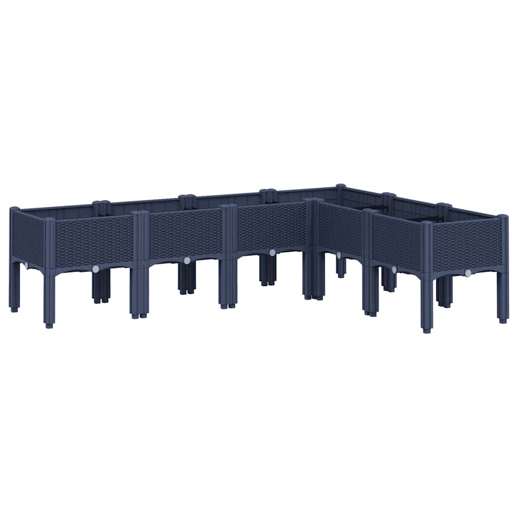 Fioriera da Giardino con Gambe Grigio Blu 160x120x42 cm in PP