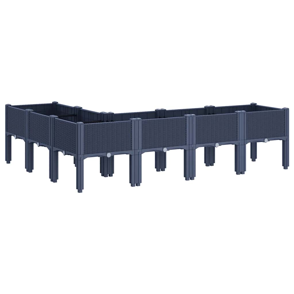 Fioriera da Giardino con Gambe Grigio Blu 160x120x42 cm in PP