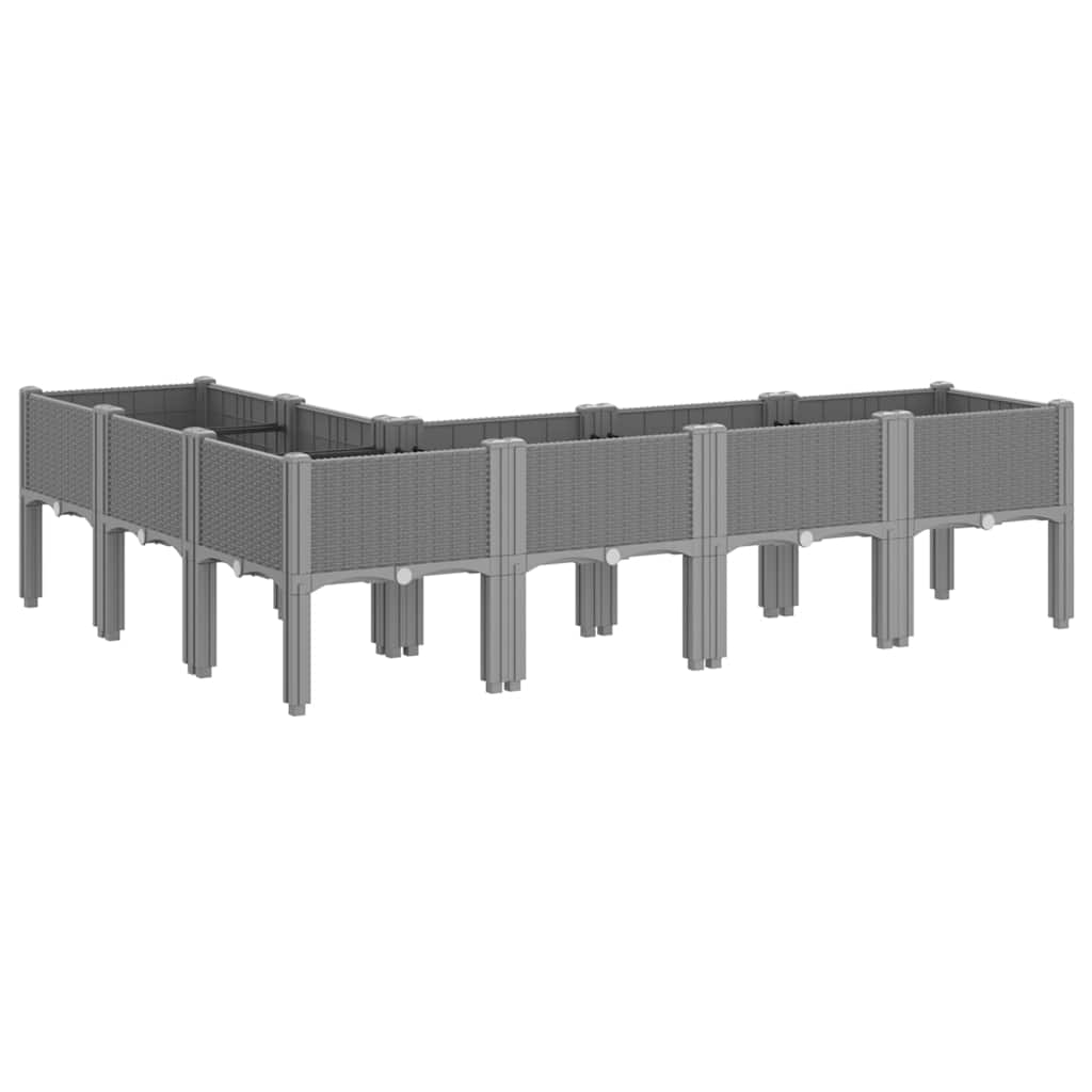 Fioriera da Giardino con Gambe Grigio Chiaro 160x120x42 cm PP