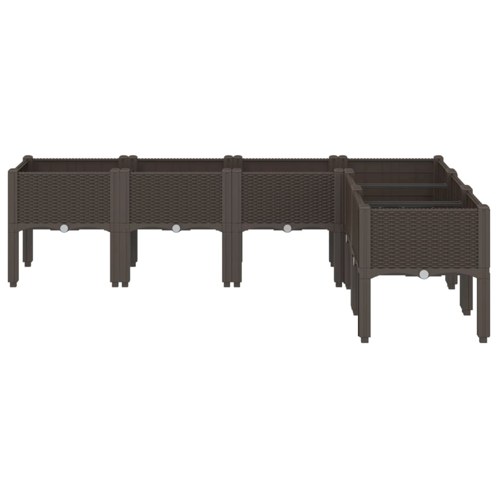 Fioriera da Giardino con Gambe Marrone 160x120x42 cm in PP