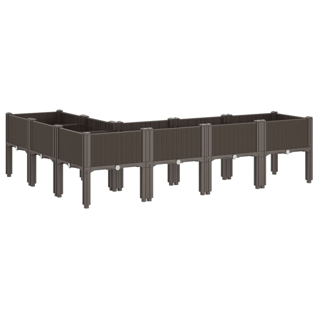 Fioriera da Giardino con Gambe Marrone 160x120x42 cm in PP