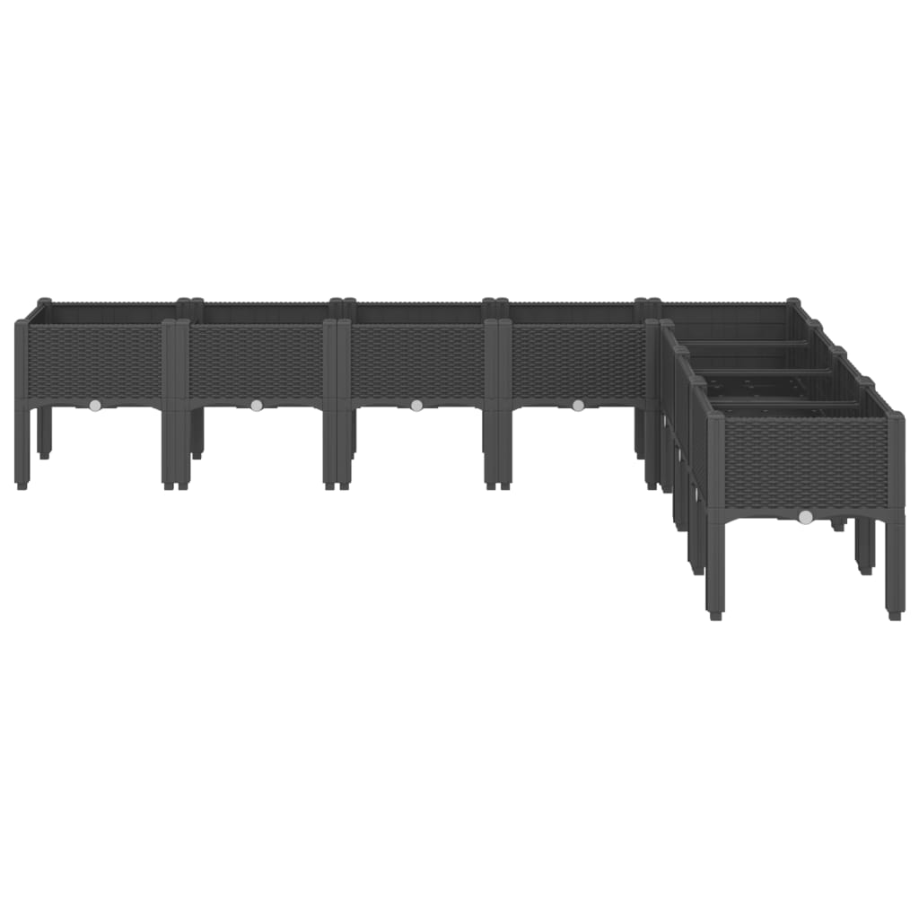 Fioriera da Giardino con Gambe Nera 200x160x42 cm in PP