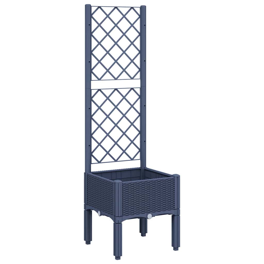 Fioriera Giardino con Traliccio Grigio Blu 40x40x142 cm PP