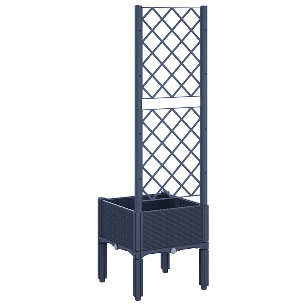 Fioriera Giardino con Traliccio Grigio Blu 40x40x142 cm PP