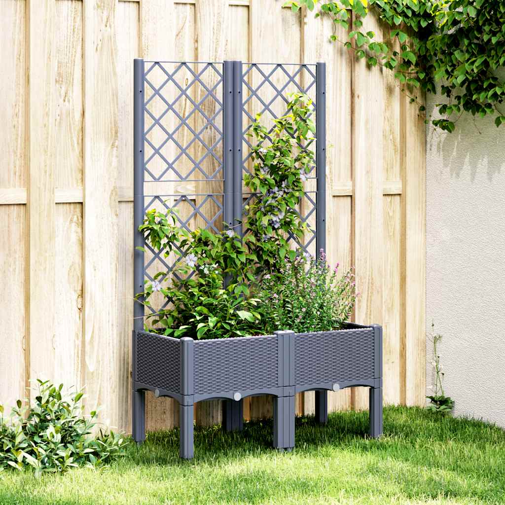 Fioriera Giardino con Traliccio Grigio Blu 80x40x142 cm PP