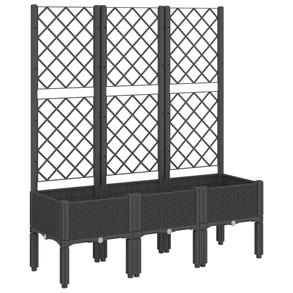 Fioriera da Giardino con Traliccio Nera 120x40x142 cm in PP