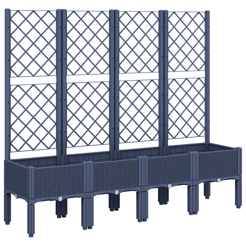 Fioriera Giardino con Traliccio Grigio Blu 160x40x142 cm PP