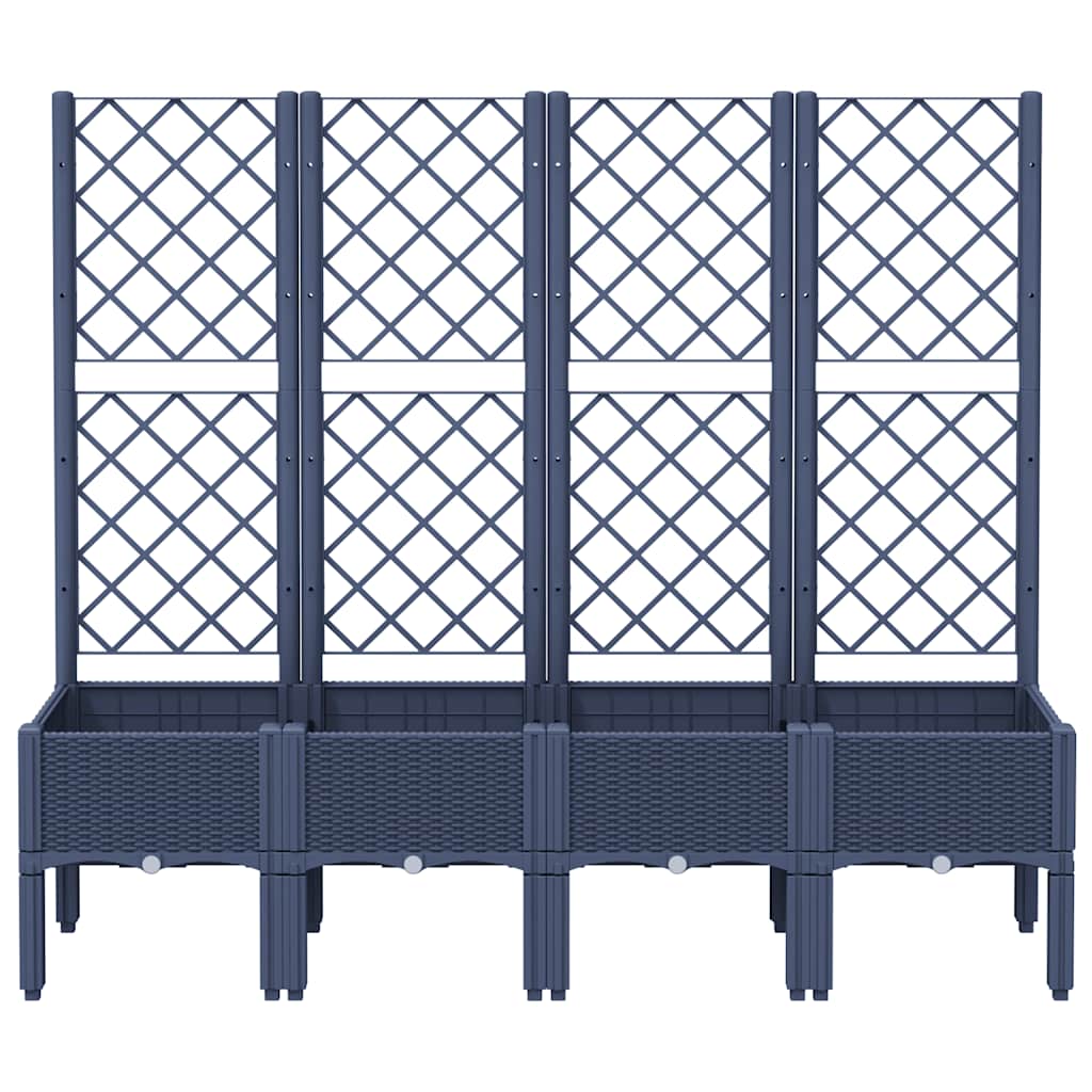 Fioriera Giardino con Traliccio Grigio Blu 160x40x142 cm PP