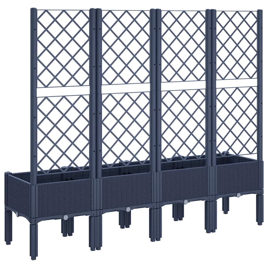 Fioriera Giardino con Traliccio Grigio Blu 160x40x142 cm PP