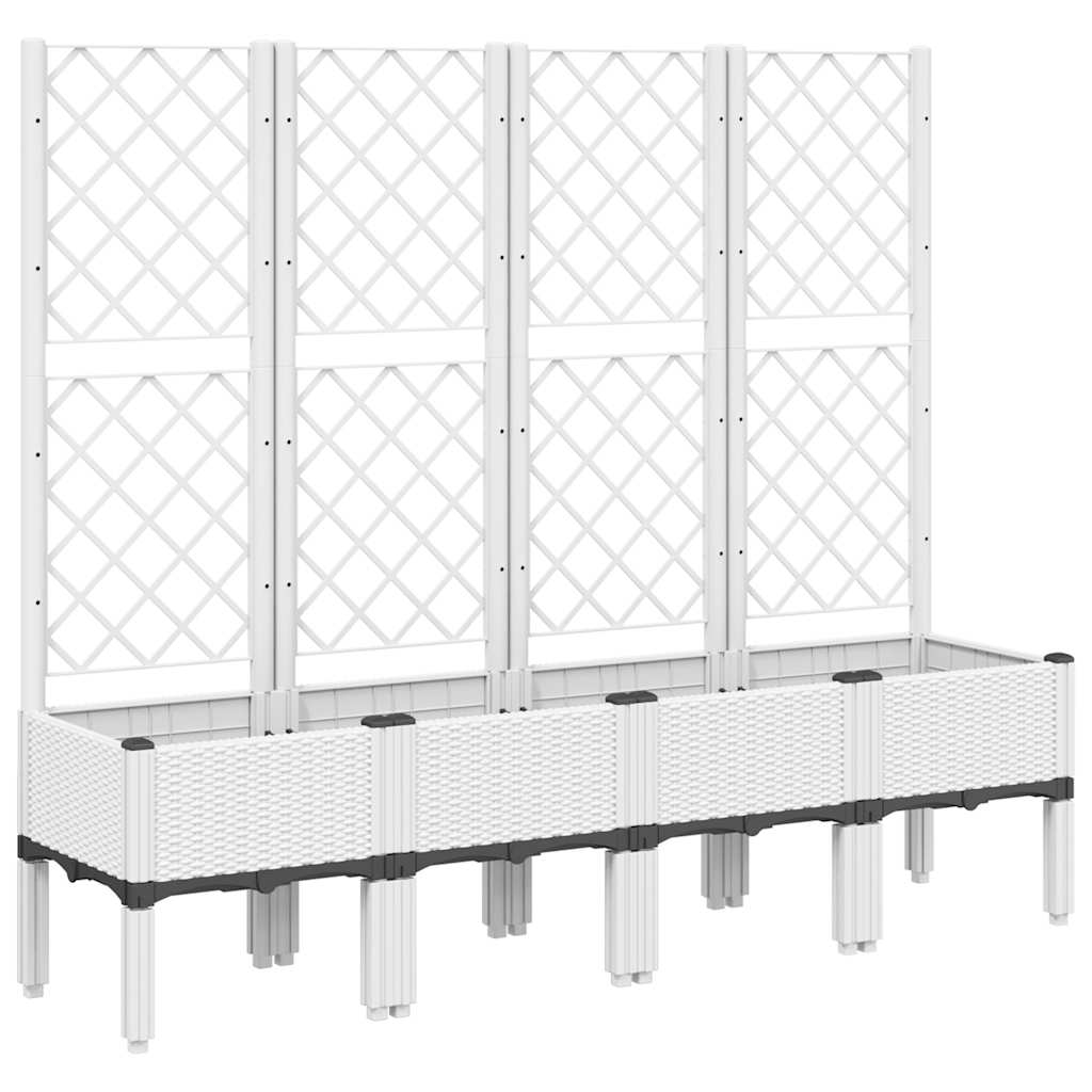 Fioriera da Giardino con Traliccio Bianco 160x40x142 cm in PP