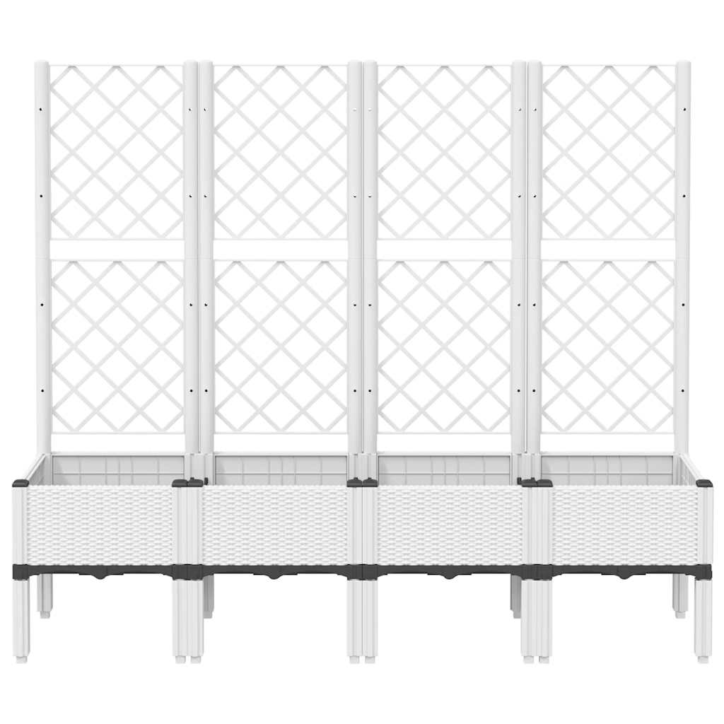 Fioriera da Giardino con Traliccio Bianco 160x40x142 cm in PP