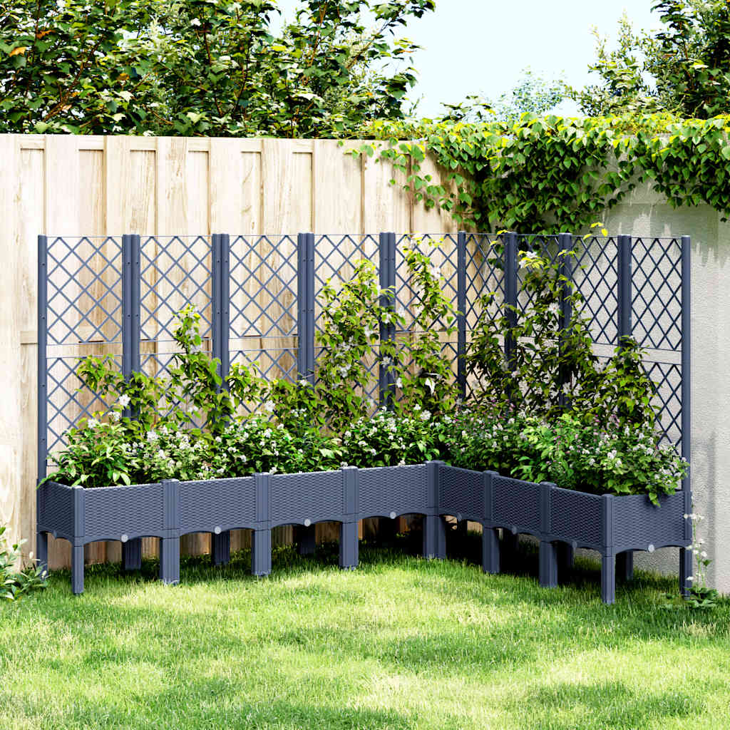 Fioriera Giardino con Traliccio Grigio Blu 200x160x142 cm PP