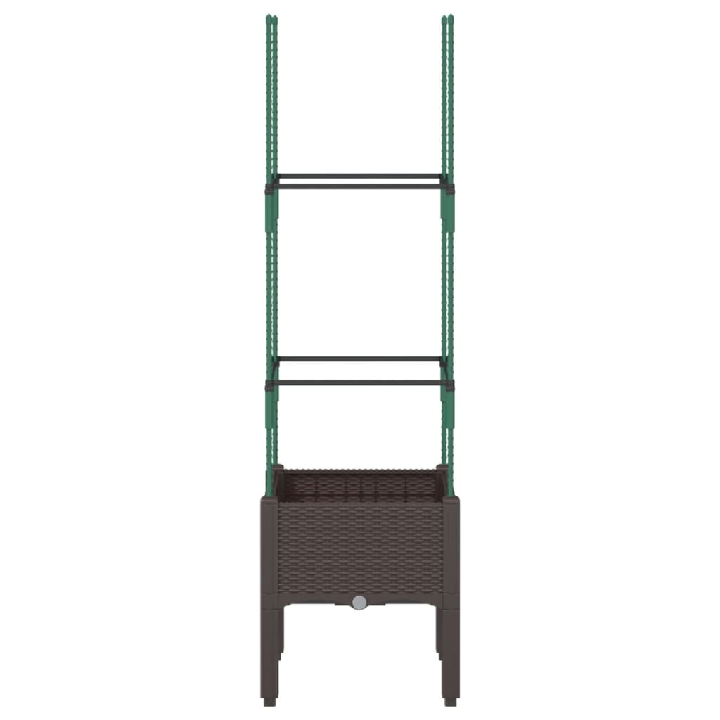 Fioriera da Giardino con Traliccio Marrone 40x40x142,5 cm in PP