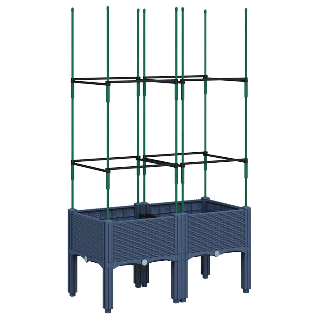 Fioriera da Giardino con Graticcio Grigio Blu 80x40x142,5cm PP