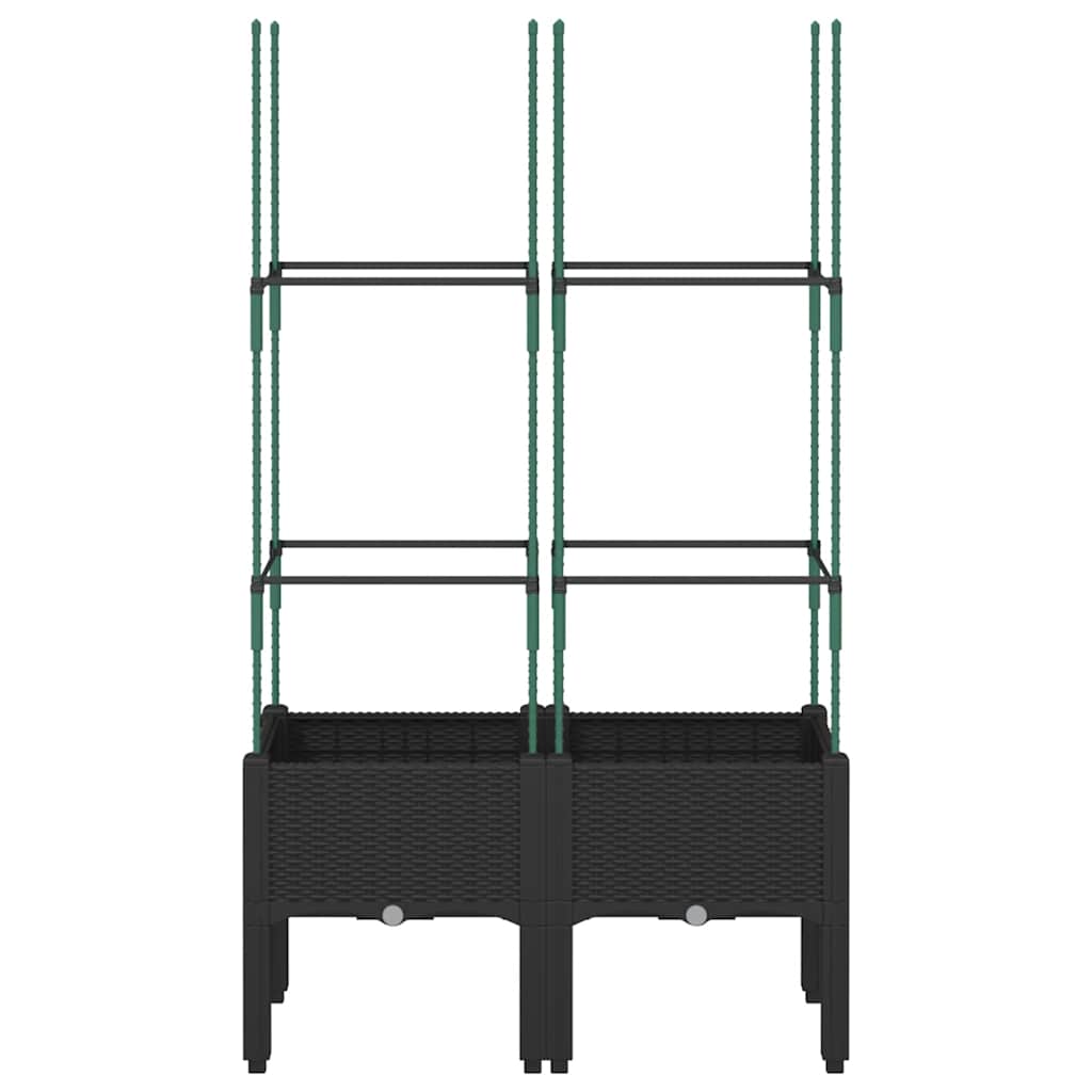 Fioriera da Giardino con Traliccio Nera 80x40x142,5 cm in PP