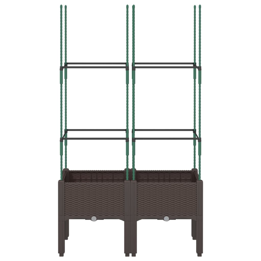 Fioriera da Giardino con Traliccio Marrone 80x40x142,5 cm in PP