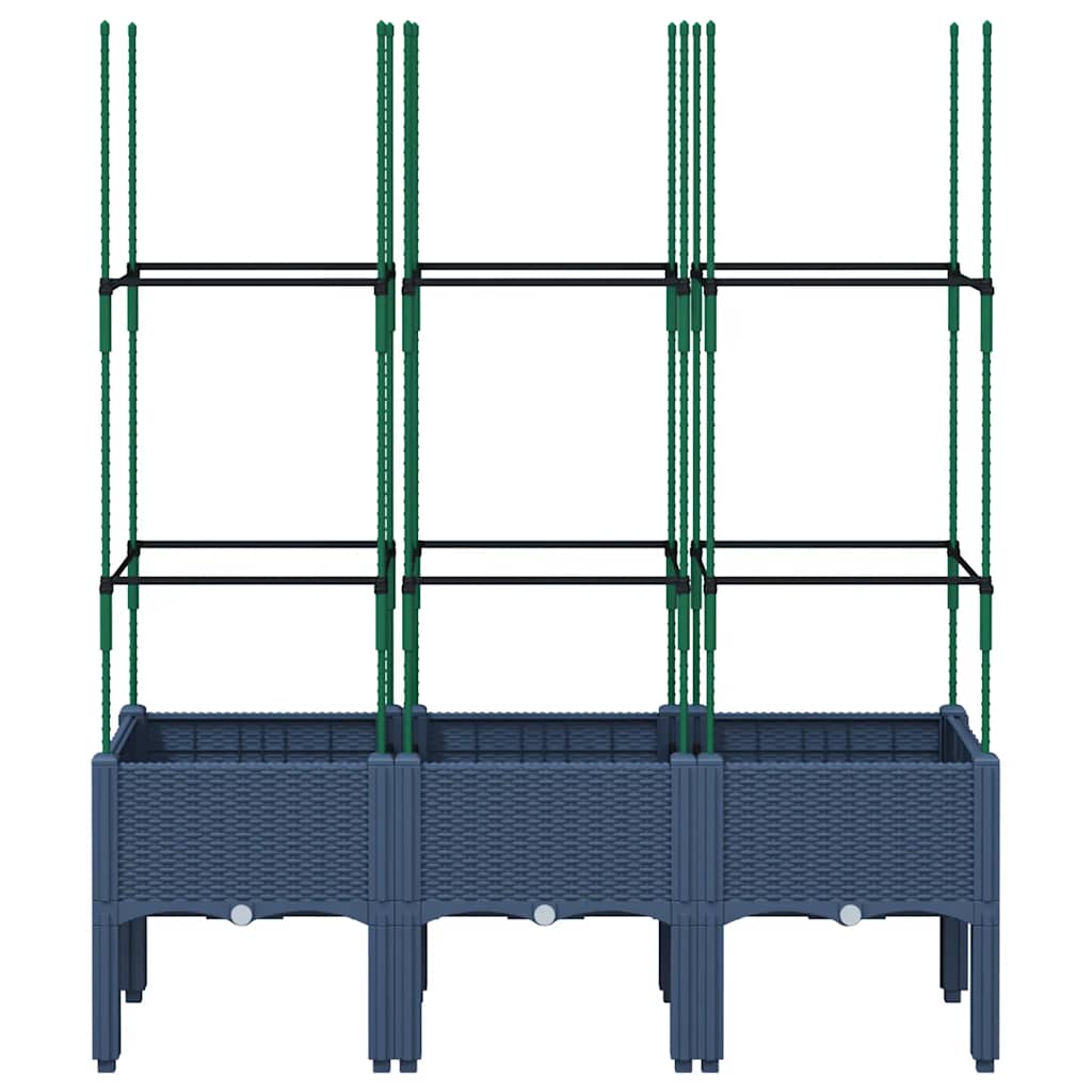 Fioriera Giardino con Traliccio Grigio Blu 120x40x142,5 cm PP