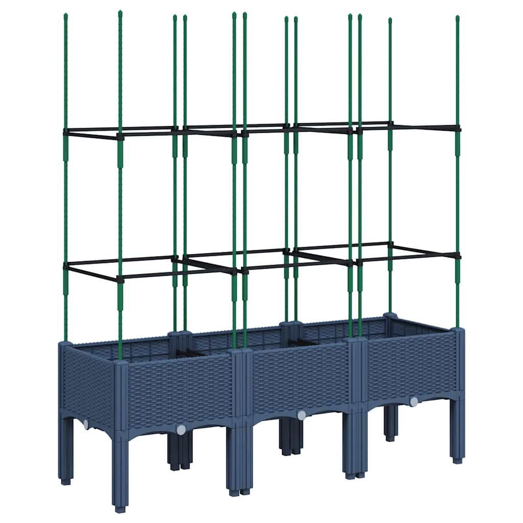 Fioriera Giardino con Traliccio Grigio Blu 120x40x142,5 cm PP