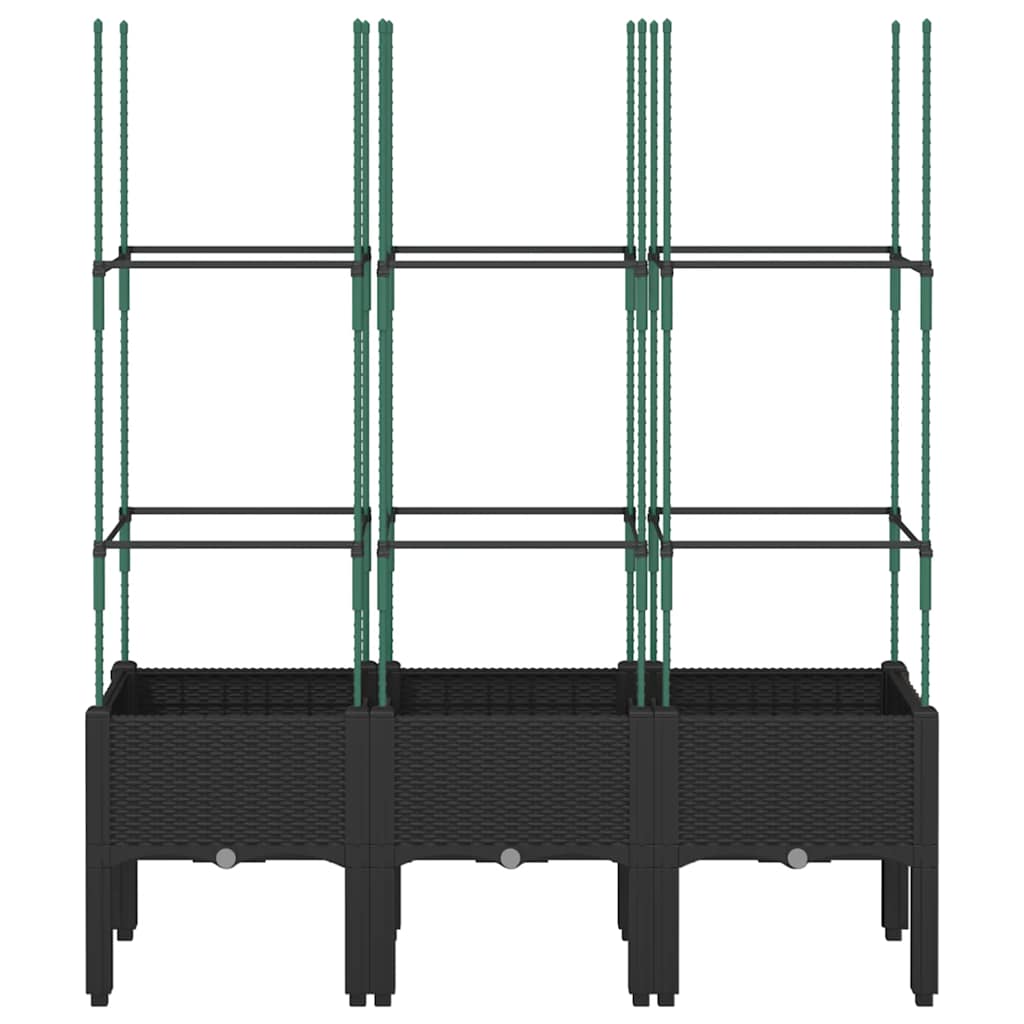 Fioriera da Giardino con Traliccio Nera 120x40x142,5 cm in PP