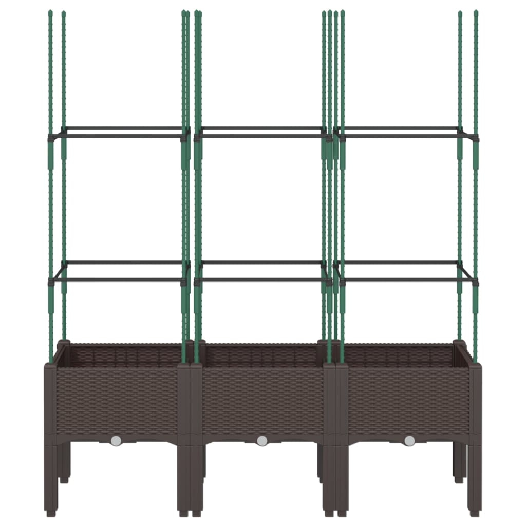 Fioriera da Giardino con Traliccio Marrone 120x40x142,5cm in PP